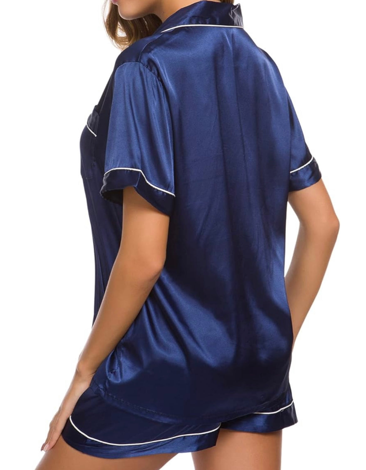 Navy Satin Pajamas