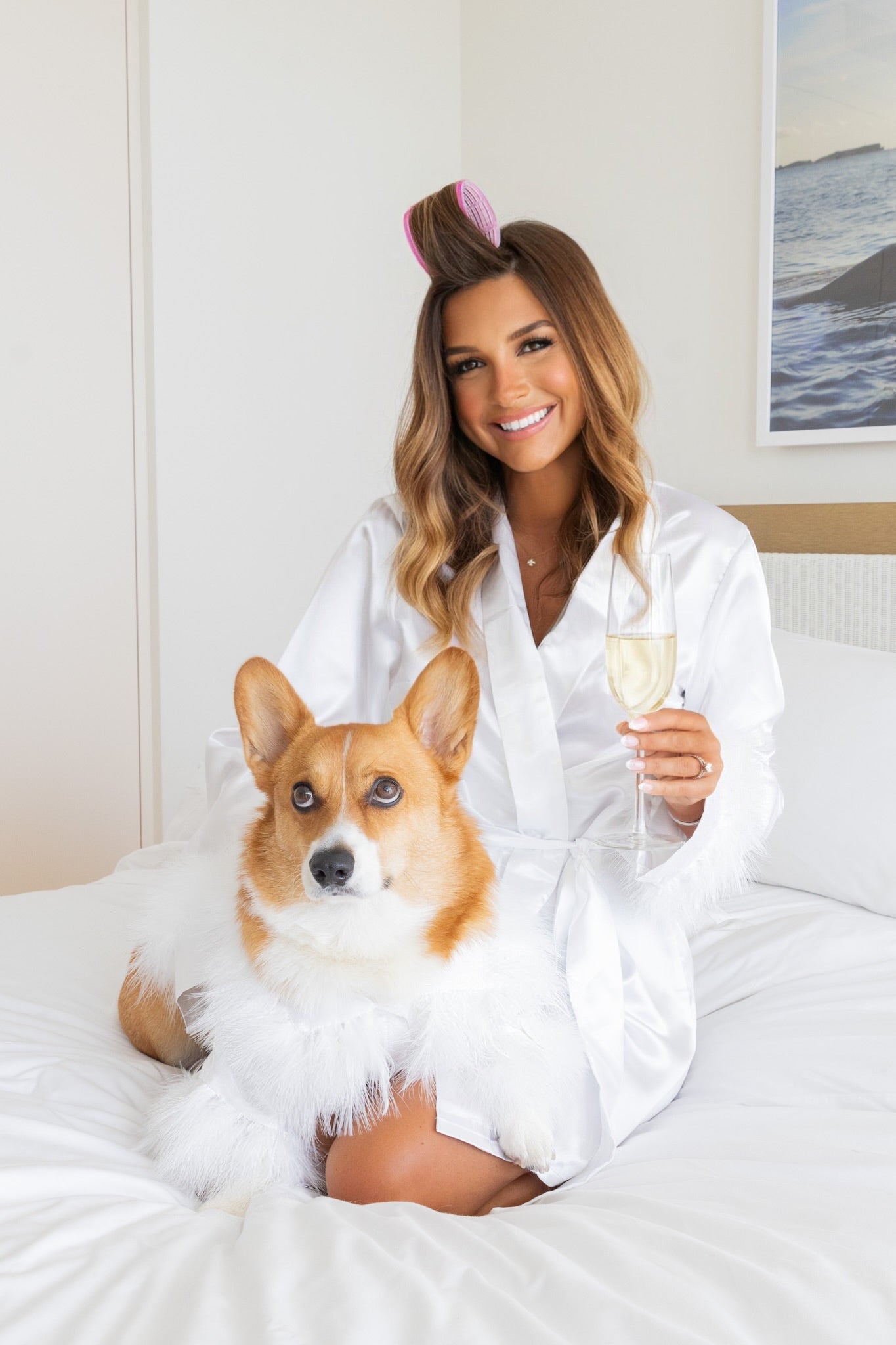 Bride Dog of honor feather robe